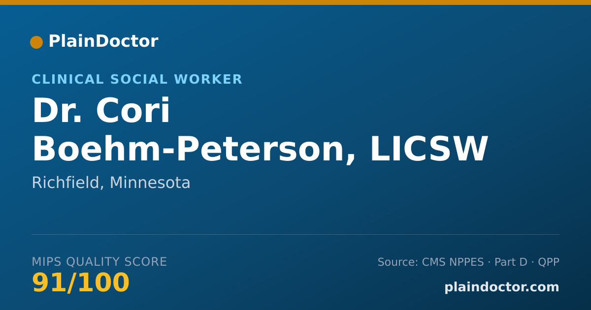 Shareable card for Cori Boehm-Peterson, LICSW - Clinical Social Worker, Richfield, MN
