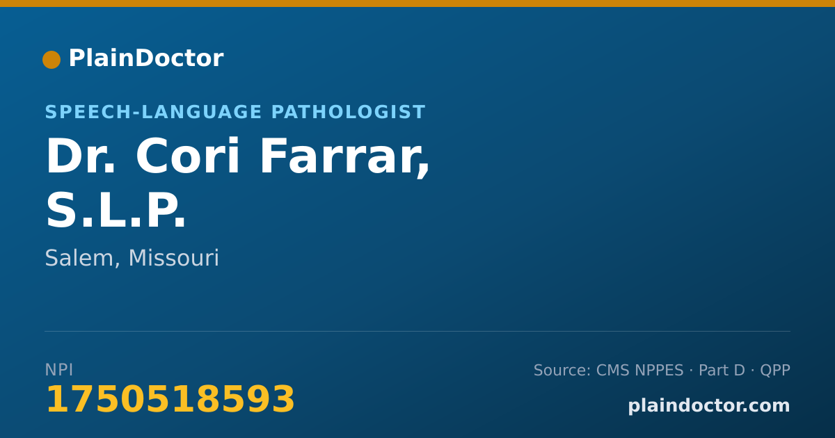 Shareable card for Cori Farrar, S.L.P. - Speech-Language Pathologist, Salem, MO