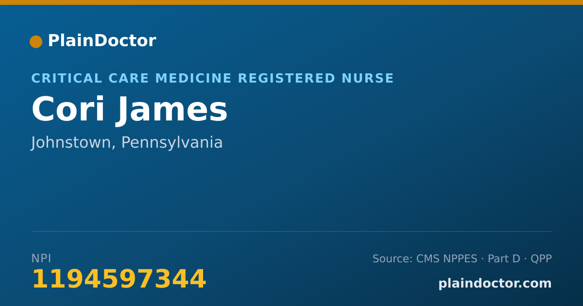 Shareable card for Cori James - Critical Care Medicine Registered Nurse, Johnstown, PA