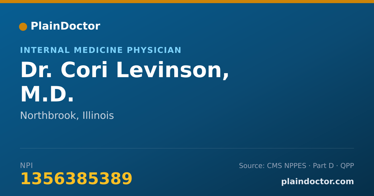 Shareable card for Cori Levinson, M.D. - Internal Medicine Physician, Northbrook, IL