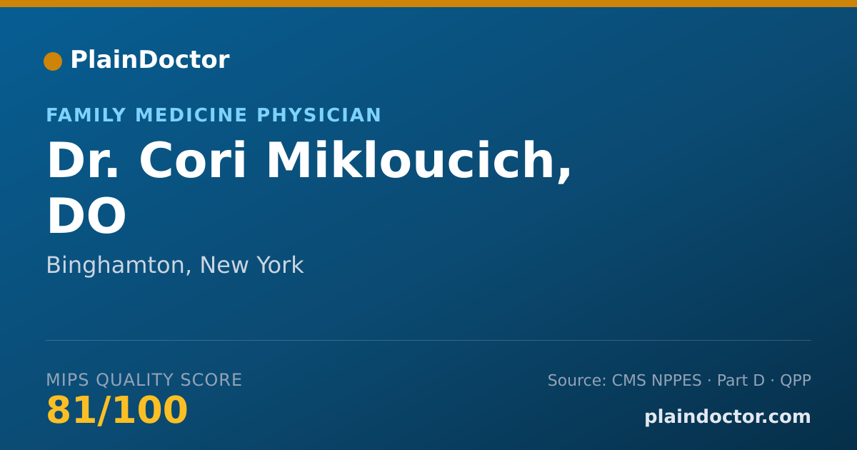 Shareable card for Cori Mikloucich, DO - Family Medicine Physician, Binghamton, NY