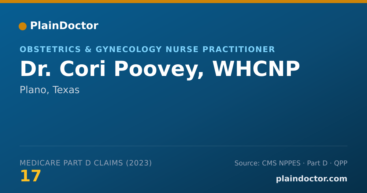 Shareable card for Cori Poovey, WHCNP - Obstetrics & Gynecology Nurse Practitioner, Plano, TX