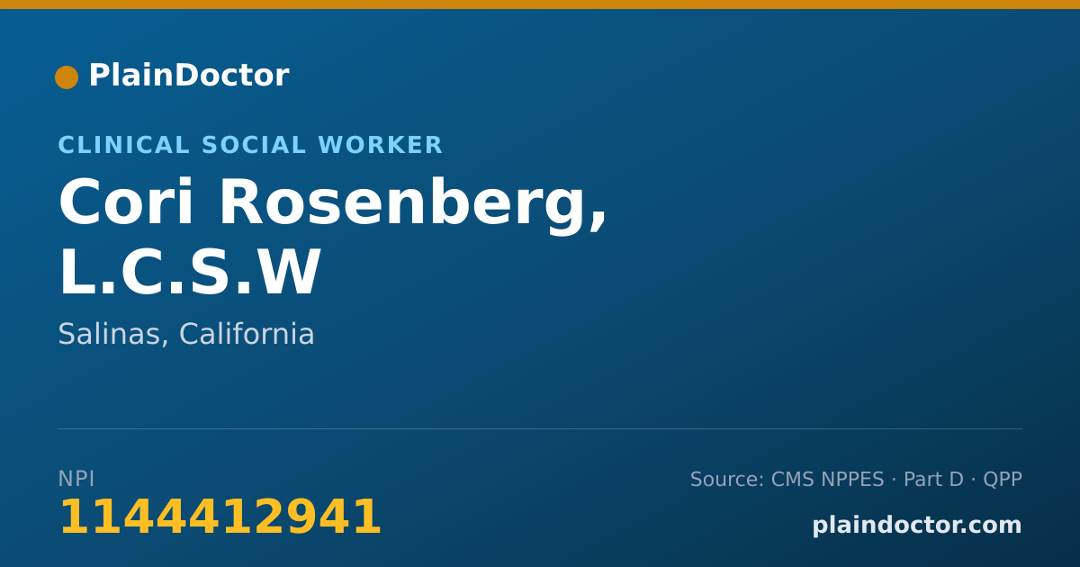 Shareable card for Cori Rosenberg, L.C.S.W - Clinical Social Worker, Salinas, CA