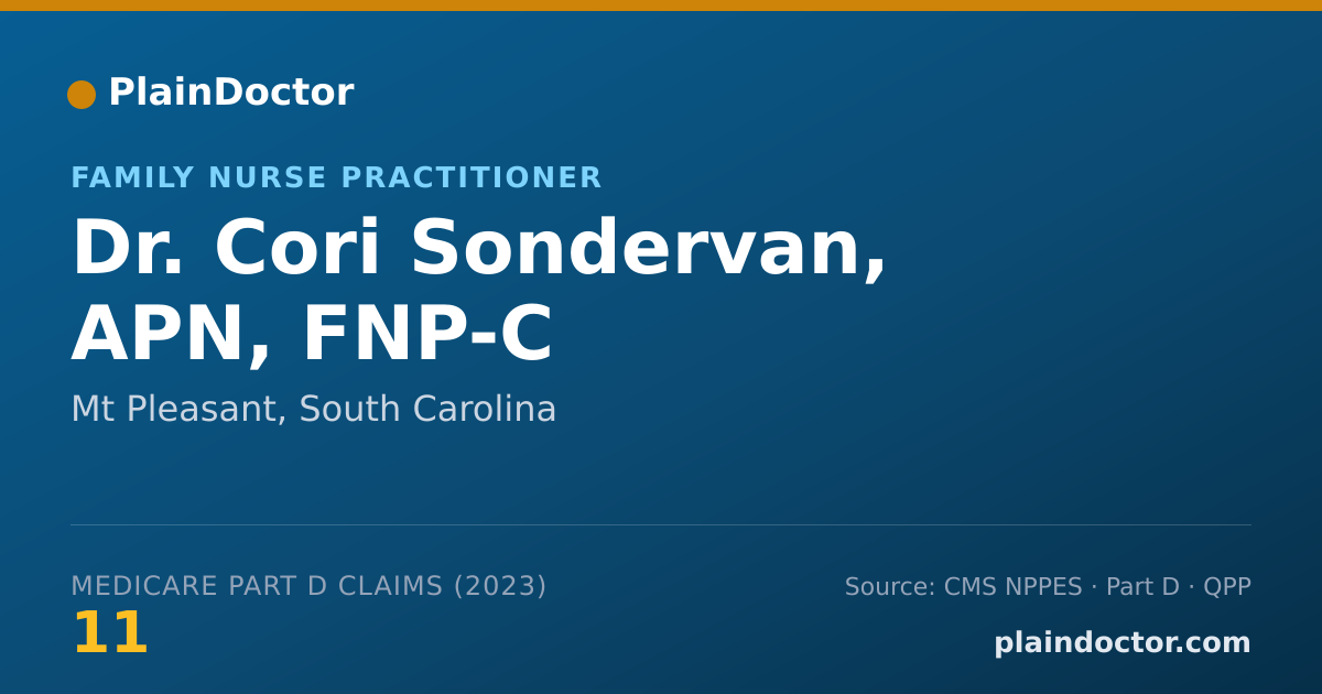 Shareable card for Cori Sondervan, APN, FNP-C - Family Nurse Practitioner, Mt Pleasant, SC