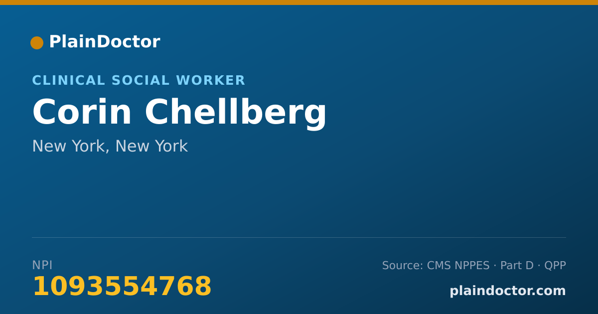 Shareable card for Corin Chellberg - Clinical Social Worker, New York, NY