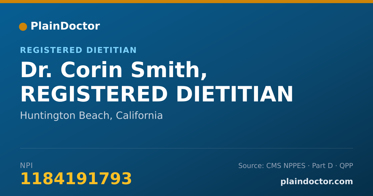 Shareable card for Corin Smith, REGISTERED DIETITIAN - Registered Dietitian, Huntington Beach, CA