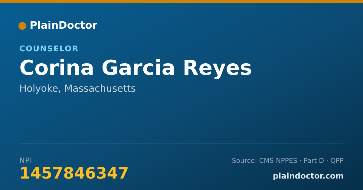 Shareable card for Corina Garcia Reyes - Counselor, Holyoke, MA