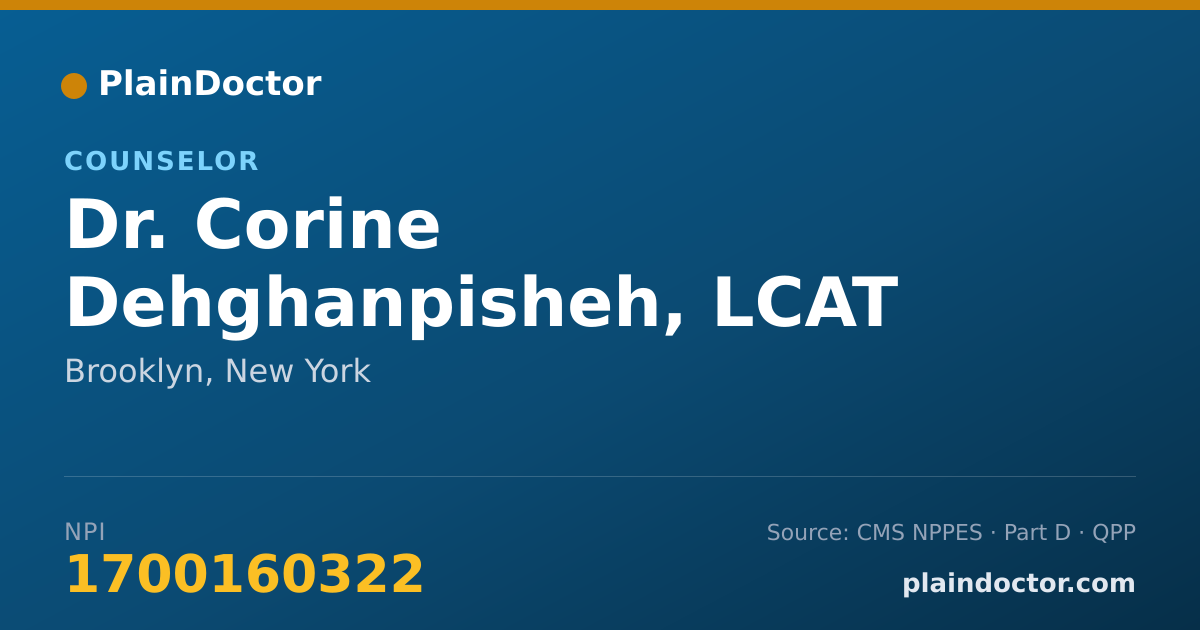 Shareable card for Corine Dehghanpisheh, LCAT - Counselor, Brooklyn, NY