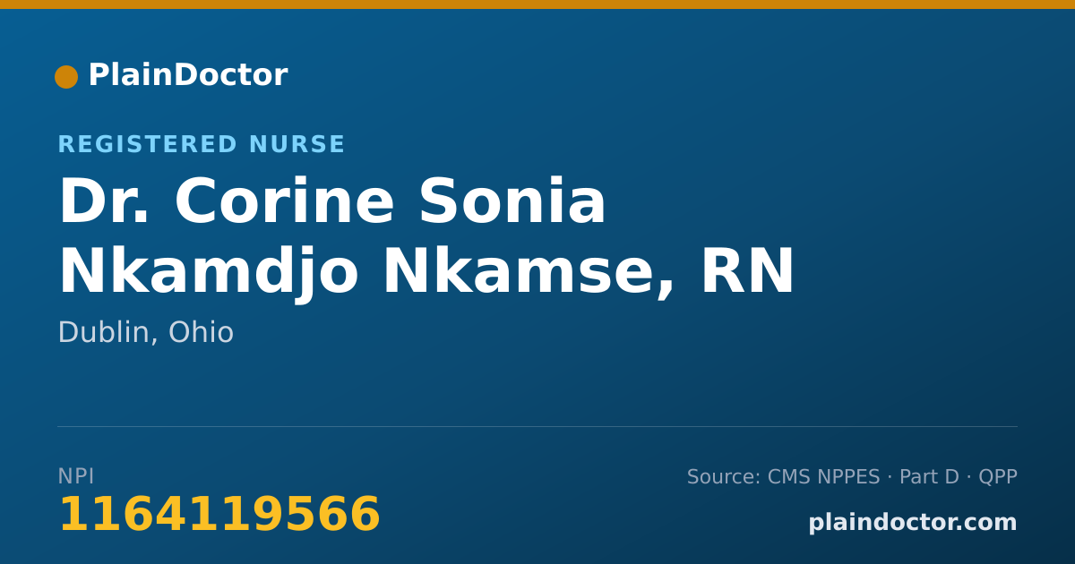 Shareable card for Corine Sonia Nkamdjo Nkamse, RN - Registered Nurse, Dublin, OH