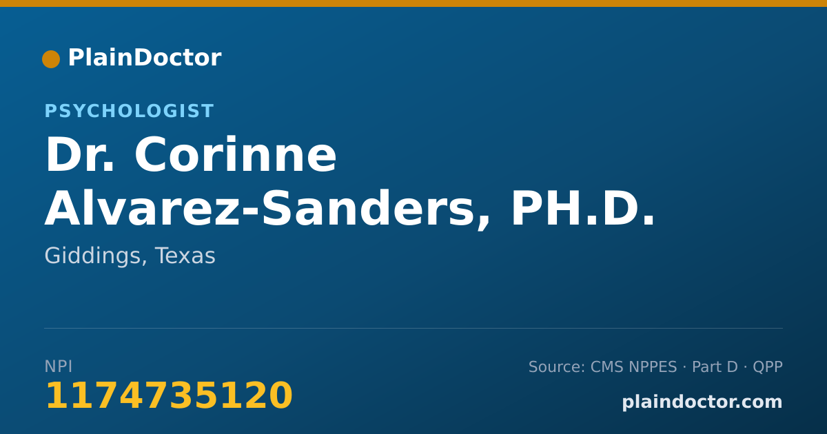 Shareable card for Corinne Alvarez-Sanders, PH.D. - Psychologist, Giddings, TX