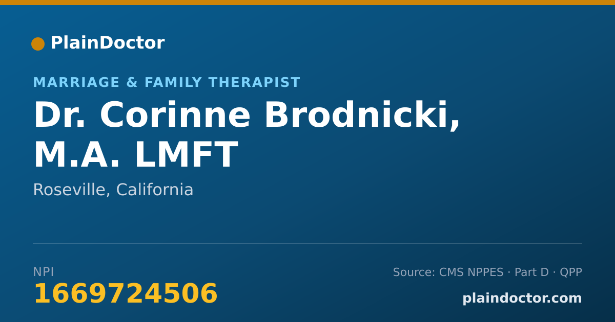 Shareable card for Corinne Brodnicki, M.A. LMFT - Marriage & Family Therapist, Roseville, CA