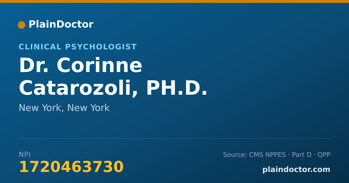 Shareable card for Corinne Catarozoli, PH.D. - Clinical Psychologist, New York, NY