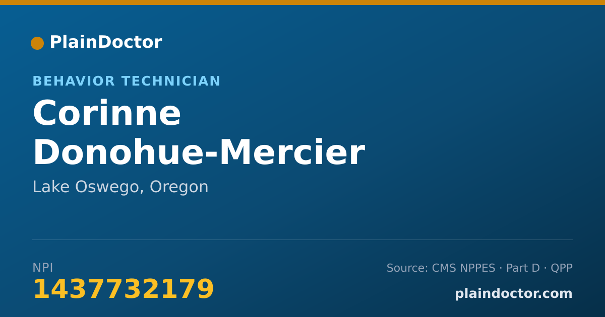 Shareable card for Corinne Donohue-Mercier - Behavior Technician, Lake Oswego, OR