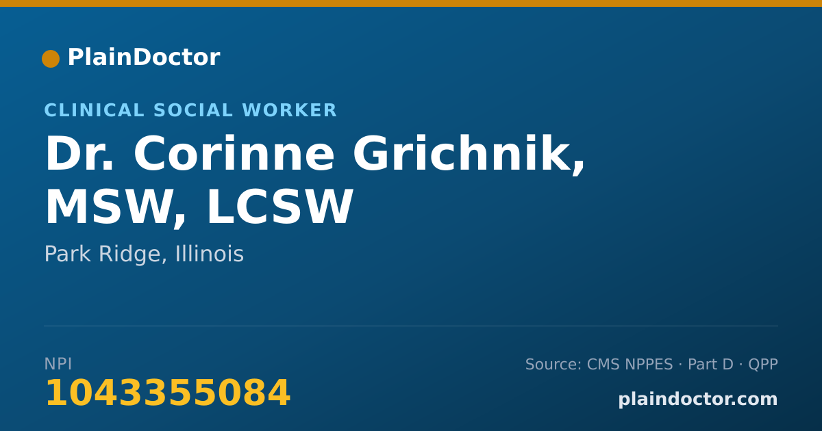 Shareable card for Corinne Grichnik, MSW, LCSW - Clinical Social Worker, Park Ridge, IL