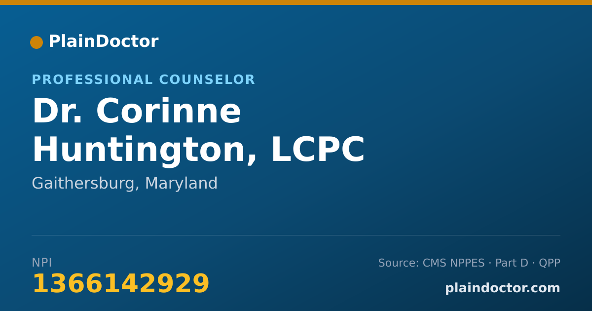 Shareable card for Corinne Huntington, LCPC - Professional Counselor, Gaithersburg, MD