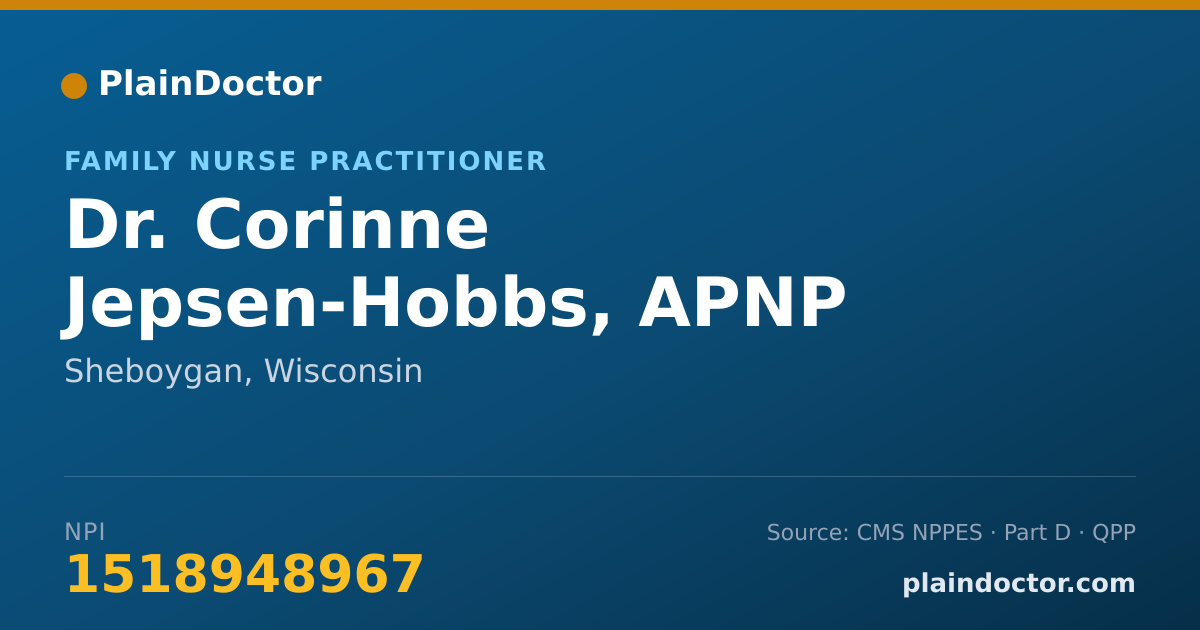 Shareable card for Corinne Jepsen-Hobbs, APNP - Family Nurse Practitioner, Sheboygan, WI