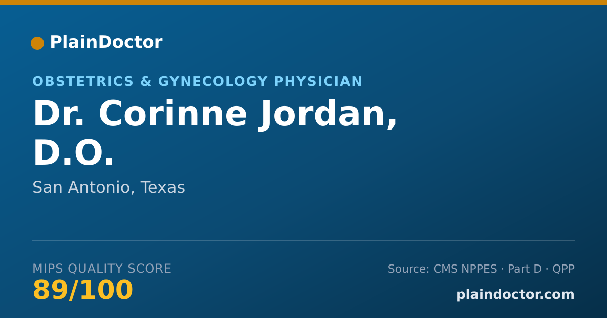 Shareable card for Corinne Jordan, D.O. - Obstetrics & Gynecology Physician, San Antonio, TX