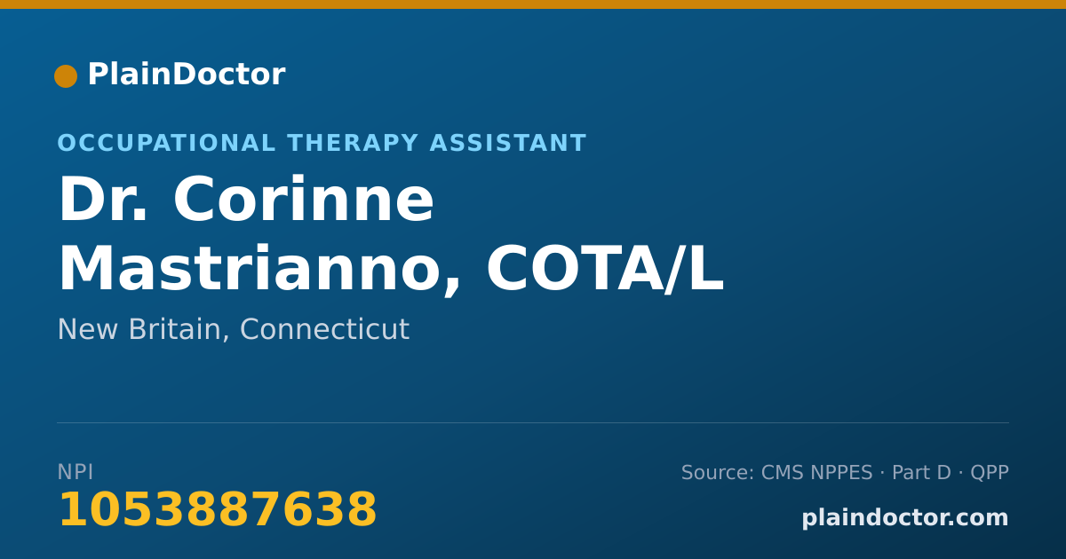 Shareable card for Corinne Mastrianno, COTA/L - Occupational Therapy Assistant, New Britain, CT