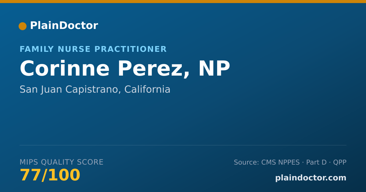 Shareable card for Corinne Perez, NP - Family Nurse Practitioner, San Juan Capistrano, CA