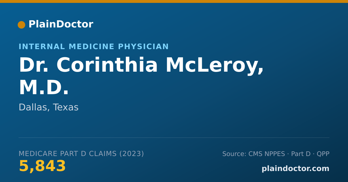 Shareable card for Corinthia McLeroy, M.D. - Internal Medicine Physician, Dallas, TX