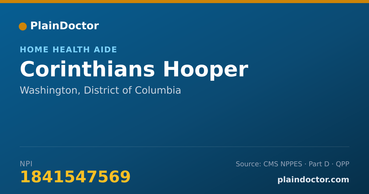 Shareable card for Corinthians Hooper - Home Health Aide, Washington, DC