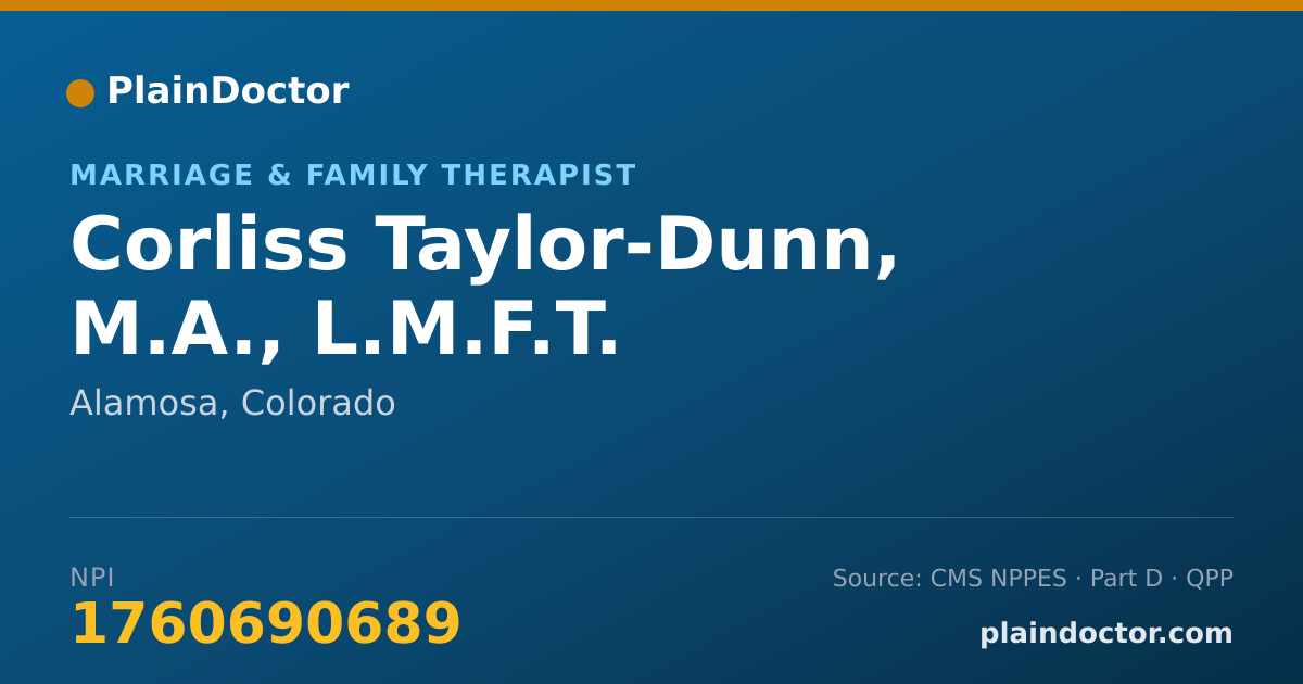 Shareable card for Corliss Taylor-Dunn, M.A., L.M.F.T. - Marriage & Family Therapist, Alamosa, CO