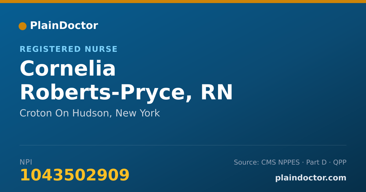 Shareable card for Cornelia Roberts-Pryce, RN - Registered Nurse, Croton On Hudson, NY