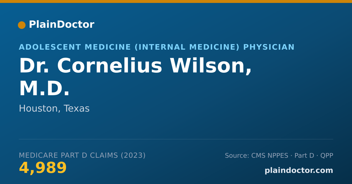 Shareable card for Cornelius Wilson, M.D. - Adolescent Medicine (Internal Medicine) Physician, Houston, TX
