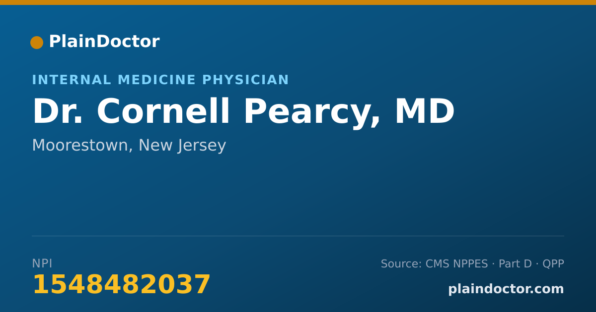 Shareable card for Cornell Pearcy, MD - Internal Medicine Physician, Moorestown, NJ