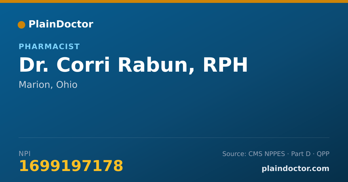 Shareable card for Corri Rabun, RPH - Pharmacist, Marion, OH
