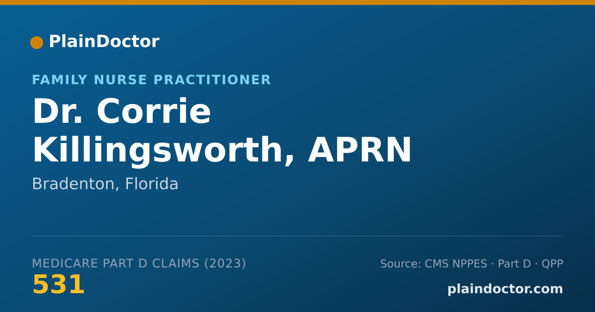 Shareable card for Corrie Killingsworth, APRN - Family Nurse Practitioner, Bradenton, FL