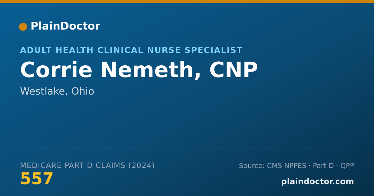 Shareable card for Corrie Nemeth, CNP - Adult Health Clinical Nurse Specialist, Westlake, OH