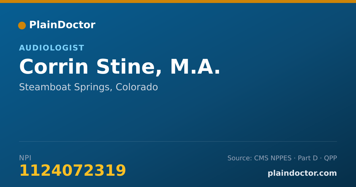 Shareable card for Corrin Stine, M.A. - Audiologist, Steamboat Springs, CO