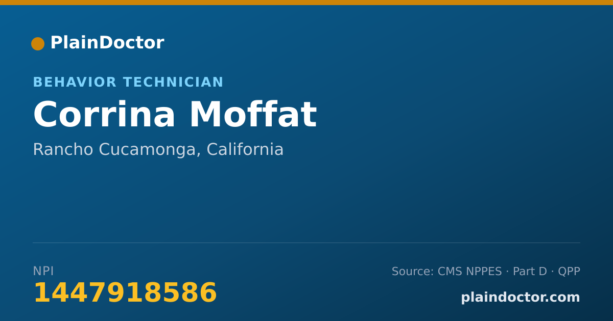 Shareable card for Corrina Moffat - Behavior Technician, Rancho Cucamonga, CA