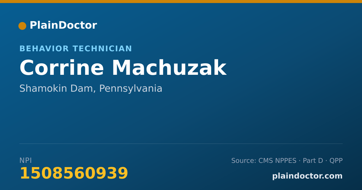 Shareable card for Corrine Machuzak - Behavior Technician, Shamokin Dam, PA