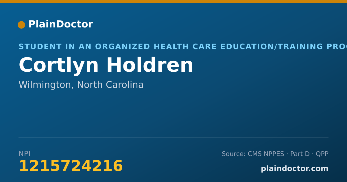 Shareable card for Cortlyn Holdren - Student in an Organized Health Care Education/Training Program, Johnson City, TN