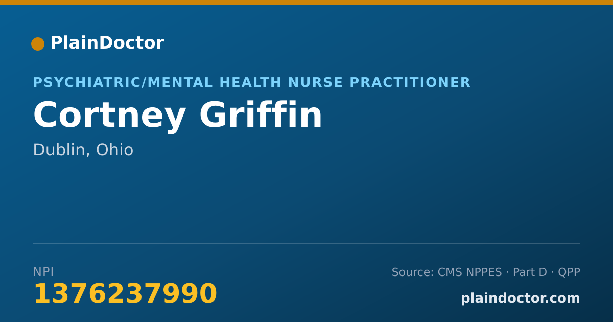 Shareable card for Cortney Griffin - Psychiatric/Mental Health Nurse Practitioner, Dublin, OH