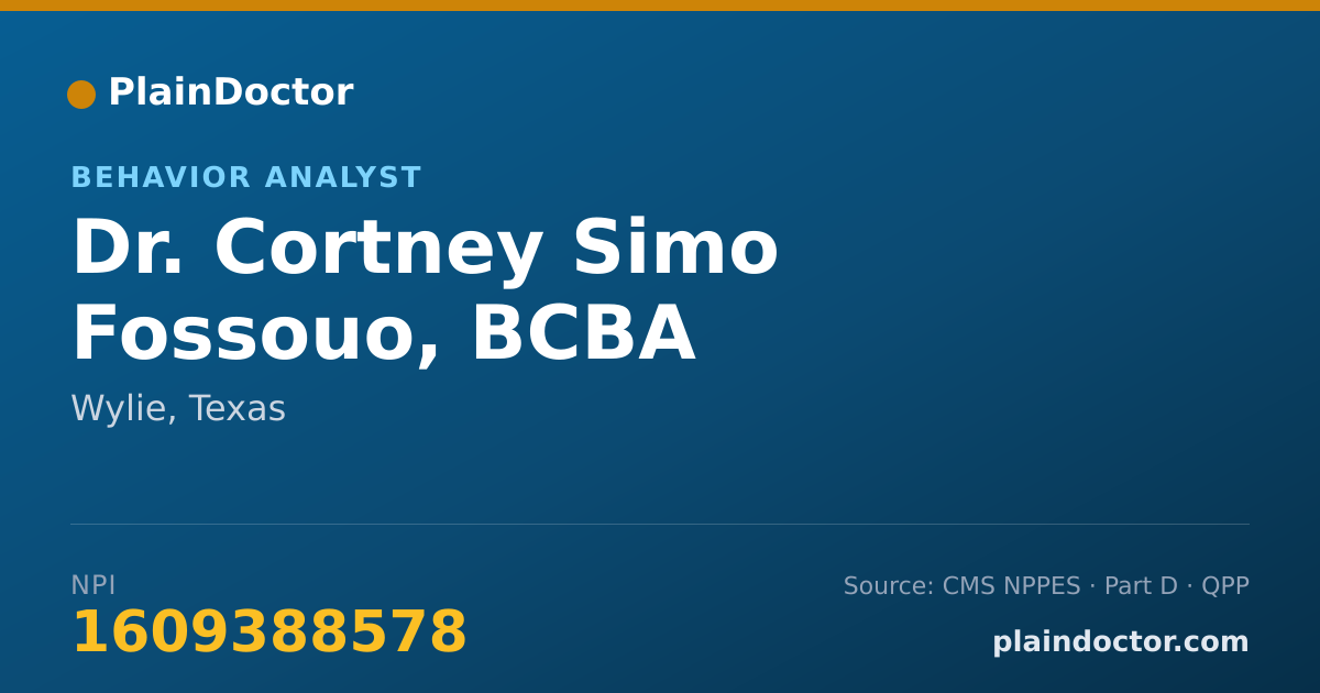 Shareable card for Cortney Simo Fossouo, BCBA - Behavior Analyst, Wylie, TX