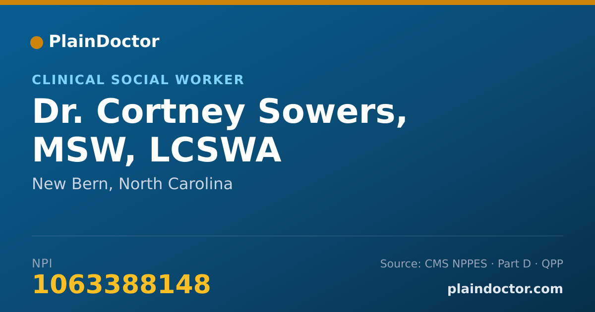 Shareable card for Cortney Sowers, MSW, LCSWA - Clinical Social Worker, New Bern, NC