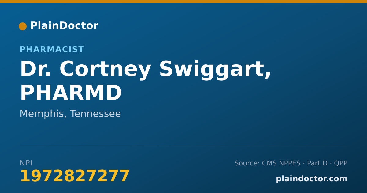 Shareable card for Cortney Swiggart, PHARMD - Pharmacist, Memphis, TN