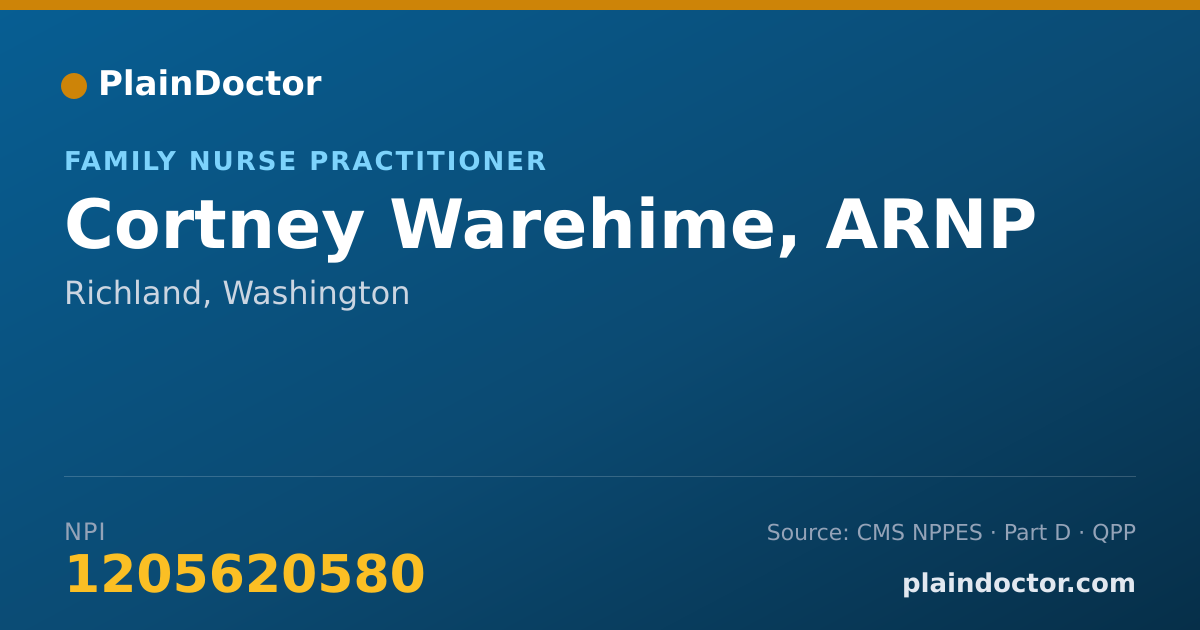 Shareable card for Cortney Warehime, ARNP - Family Nurse Practitioner, Richland, WA