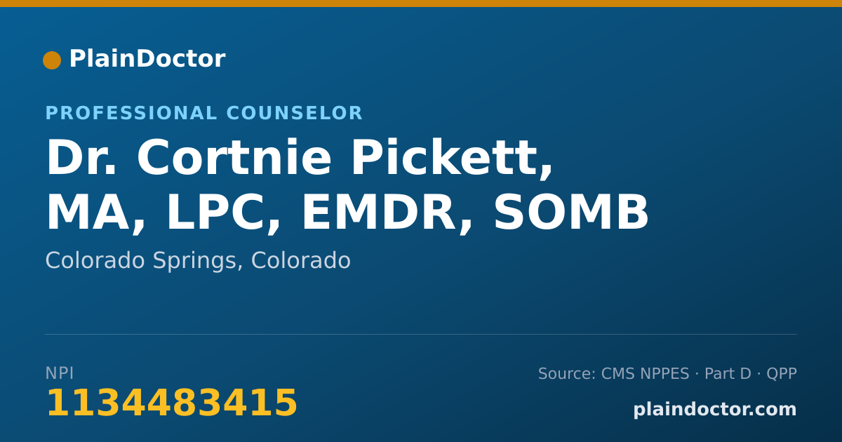 Shareable card for Cortnie Pickett, MA, LPC, EMDR, SOMB - Professional Counselor, Colorado Springs, CO