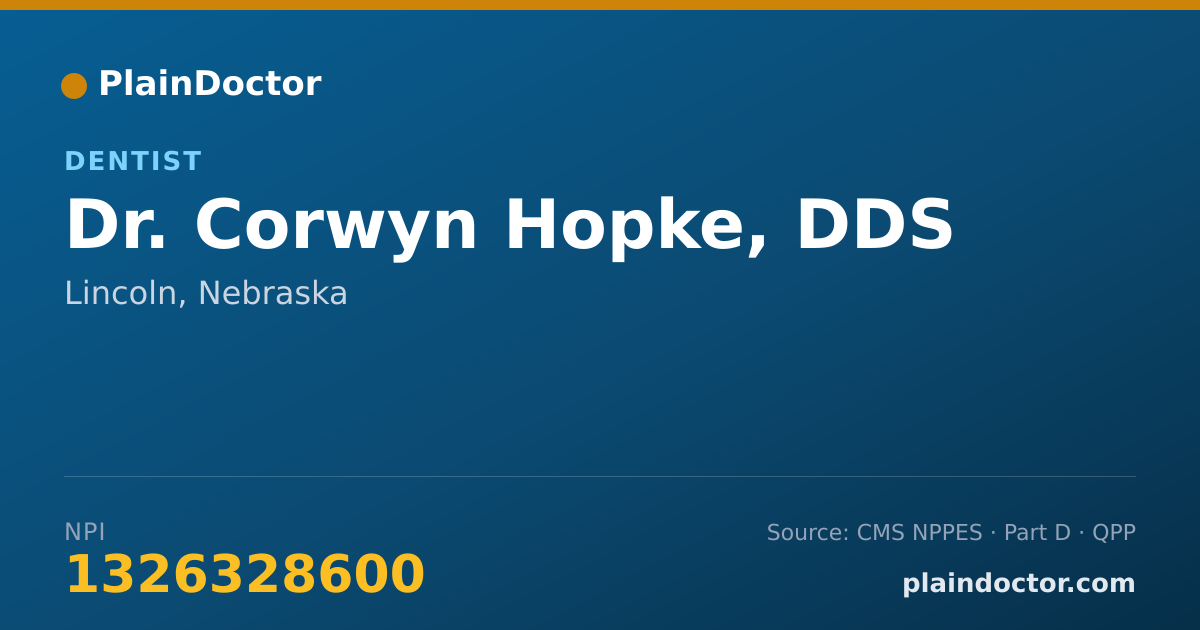 Shareable card for Corwyn Hopke, DDS - Dentist, Lincoln, NE