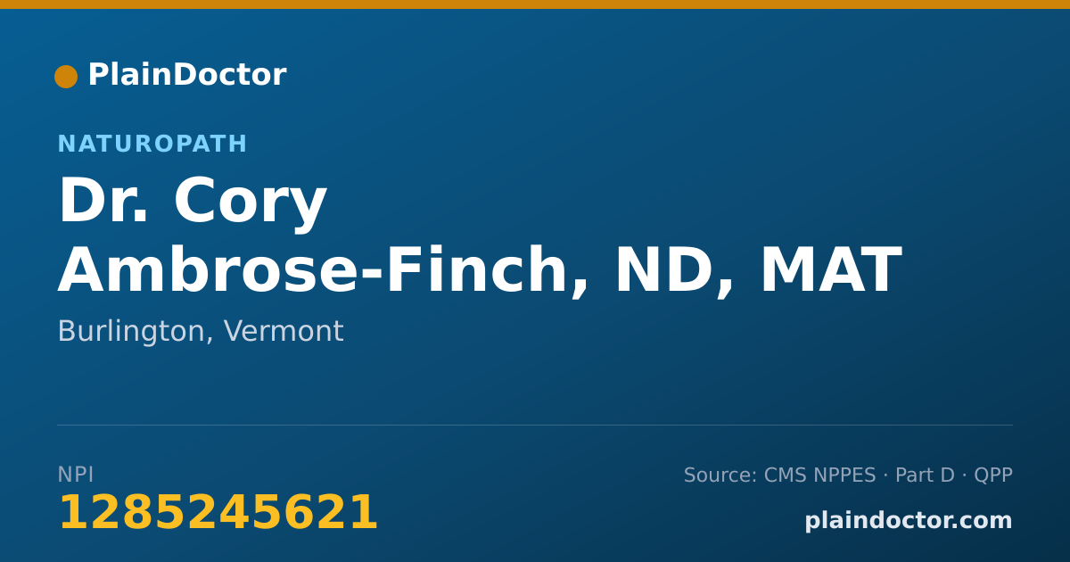 Shareable card for Cory Ambrose-Finch, ND, MAT - Naturopath, Burlington, VT