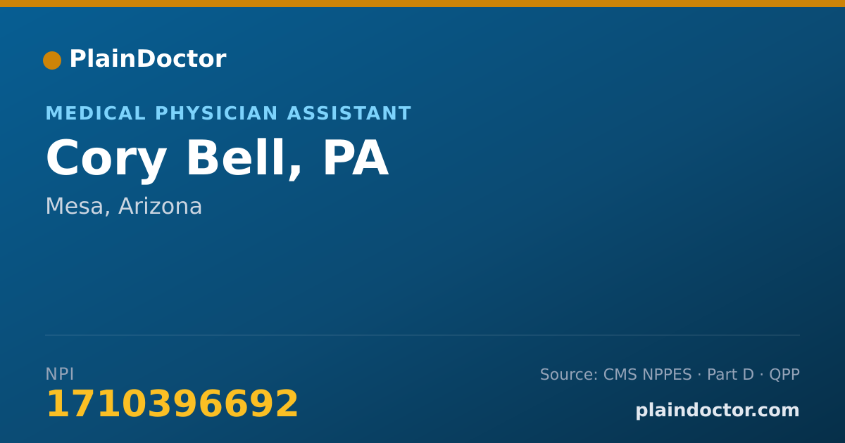 Shareable card for Cory Bell, PA - Physician Assistant, Mesa, AZ