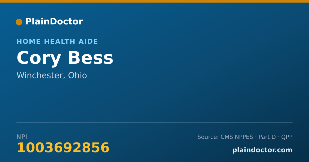 Shareable card for Cory Bess - Home Health Aide, Winchester, OH