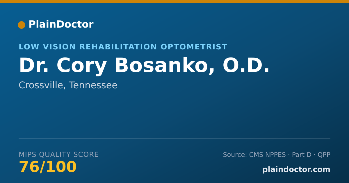 Shareable card for Cory Bosanko, O.D. - Low Vision Rehabilitation Optometrist, Crossville, TN