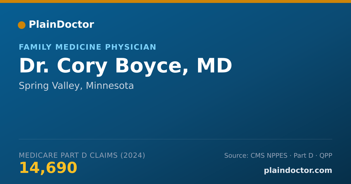Shareable card for Cory Boyce, MD - Family Medicine Physician, Spring Valley, MN