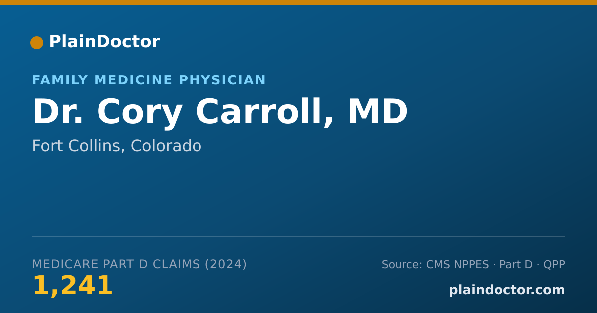 Shareable card for Cory Carroll, MD - Family Medicine Physician, Fort Collins, CO