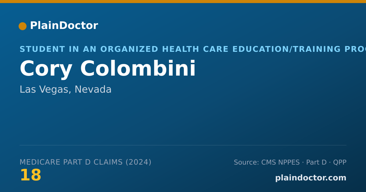 Shareable card for Cory Colombini - Student in an Organized Health Care Education/Training Program, Las Vegas, NV